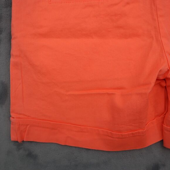 Ponny Tail Shorts Womens S Neon Orange Flat Front Mid Rise Slash Pockets Chino - Picture 15 of 16